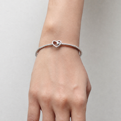 Silver Interlocking Open Heart Bangle Bracelet – view 2
