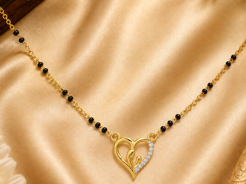 Golden Open Heart CZ Mangalsutra