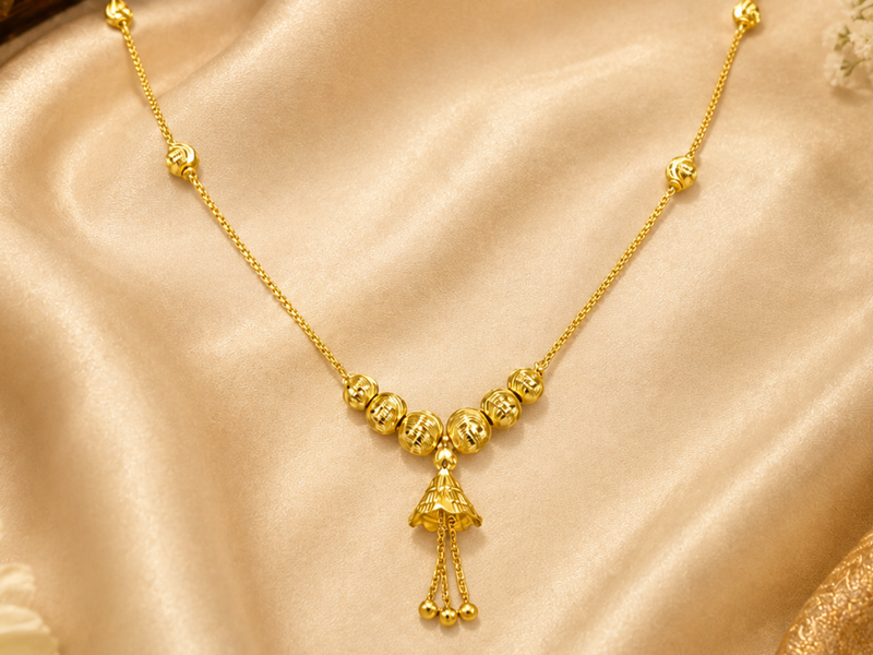 Golden Jhumka Drop Short Chain Necklace