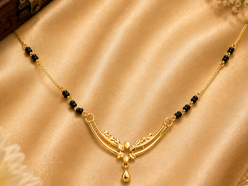 Golden Leaf Bar Drop Mangalsutra