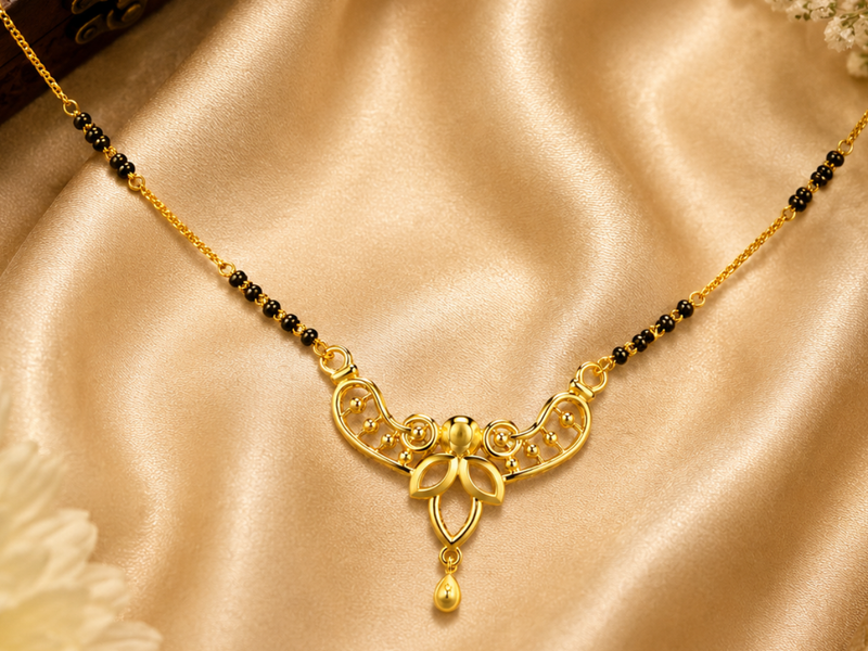 Golden Lotus Bar Drop Mangalsutra