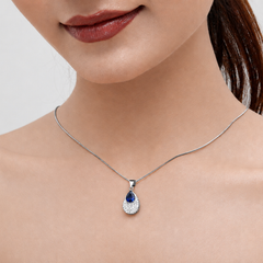 Silver Blue Pear Stone Teardrop Pendant – view 2