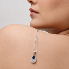 Silver Blue Pear Stone Teardrop Pendant – view 4