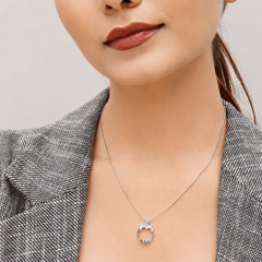Silver Pave Circle Bar Slider Pendant – view 2