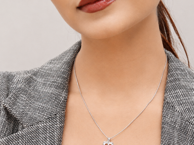 Silver Pave Circle Bar Slider Pendant – view 2