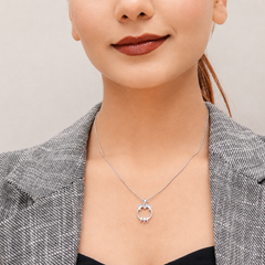 Silver Pave Circle Bar Slider Pendant – view 3