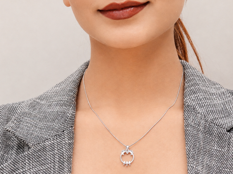 Silver Pave Circle Bar Slider Pendant – view 3
