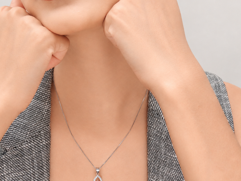 Silver Pave Openwork Teardrop Pendant – view 3