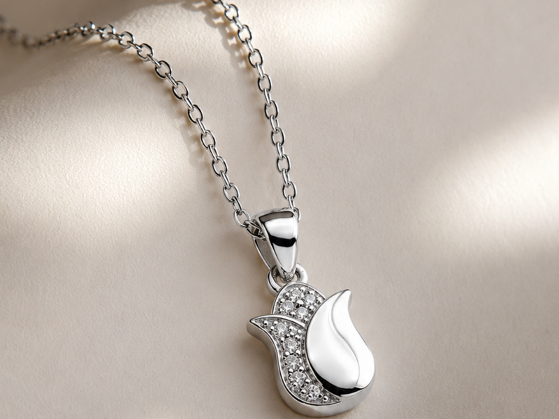 Silver Pave Tulip Pendant