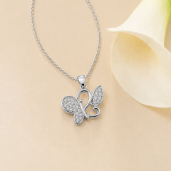 Silver Pave Swirl Butterfly Pendant