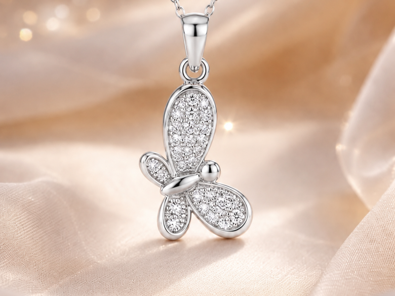Silver Pave Dragonfly Pendant