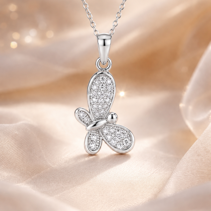 Silver Pave Dragonfly Pendant
