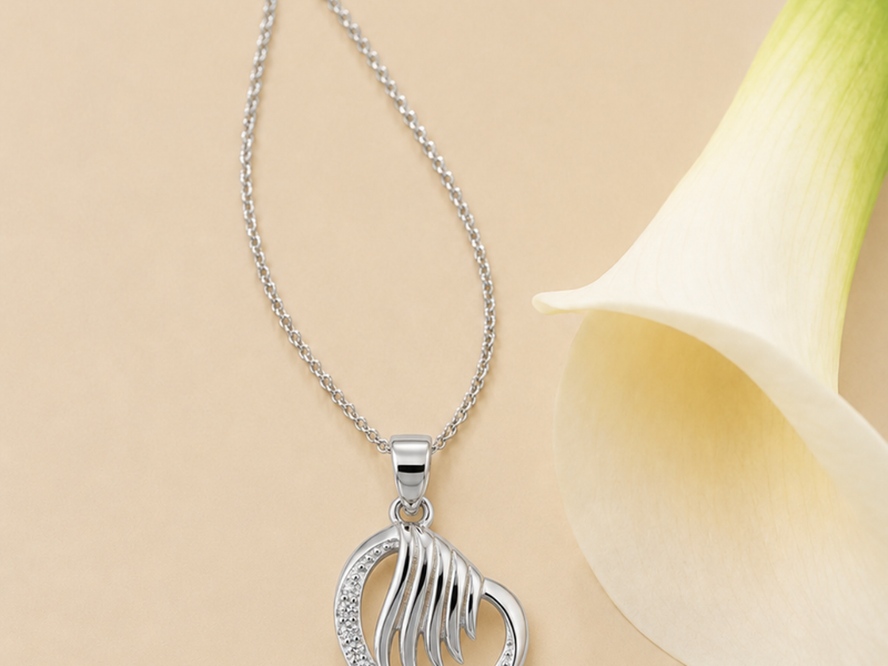 Silver Pave Wing Swirl Pendant