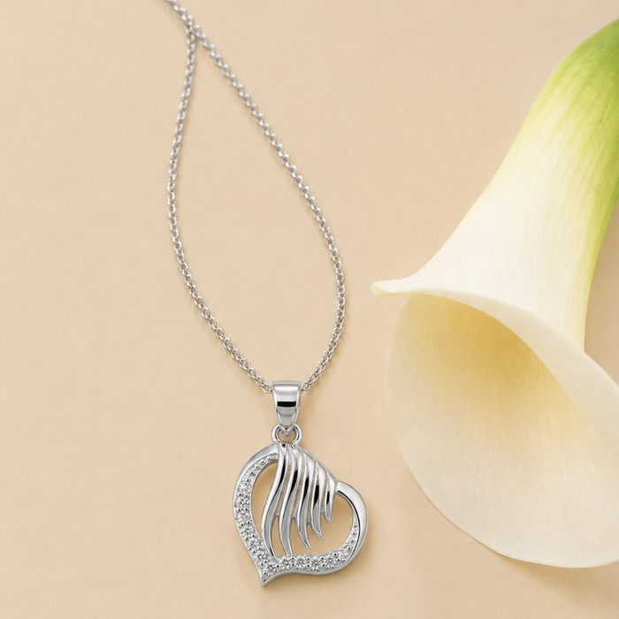 Silver Pave Wing Swirl Pendant