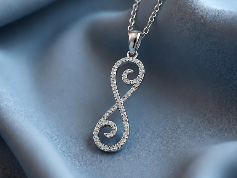 Silver Pave Infinity Swirl Pendant