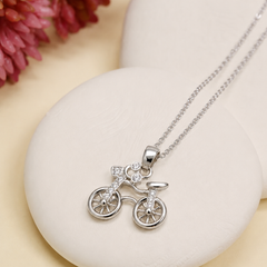 Silver Pave Bicycle Pendant