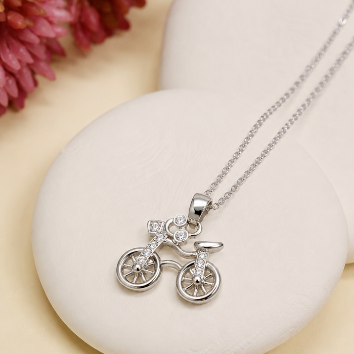 Silver Pave Bicycle Pendant