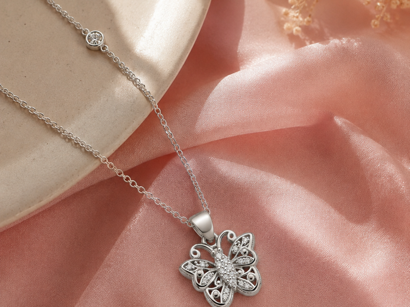 Silver Filigree Butterfly Pendant