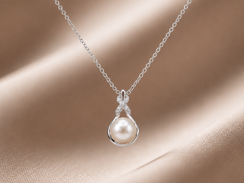 Silver Pearl Drop Claw Pendant