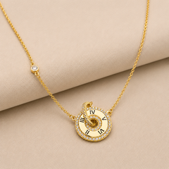 Golden Roman Numeral Disc Pendant