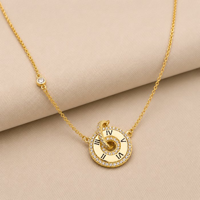 Golden Roman Numeral Disc Pendant