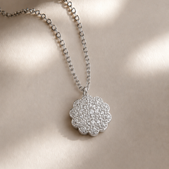 Silver Pave Rosette Cluster Pendant