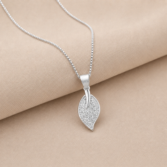 Silver Petite Pave Leaf Pendant