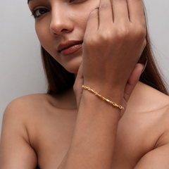Golden Twisted Oval Bead Bracelet – view 3