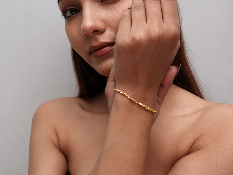 Golden Twisted Oval Bead Bracelet – view 3