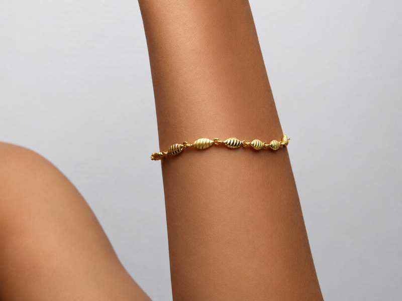Golden Twisted Oval Bead Bracelet – view 4
