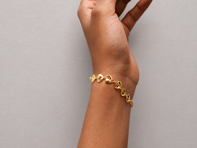 Two-Tone Golden Heart Link Bracelet – view 4
