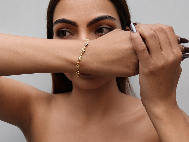 Two-Tone Golden Textured Link Bracelet – view 2