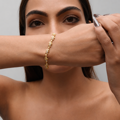Two-Tone Golden Textured Link Bracelet – view 3