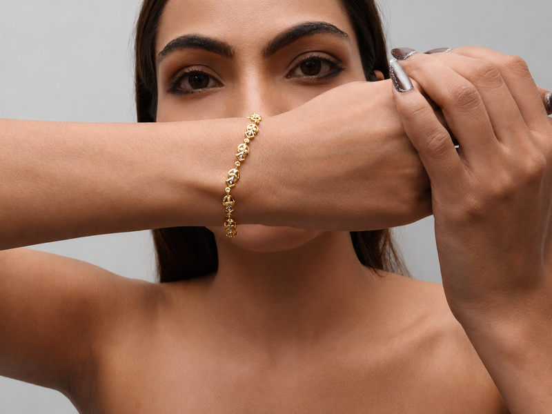 Two-Tone Golden Textured Link Bracelet – view 3