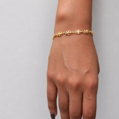 Two-Tone Golden Textured Link Bracelet – view 5