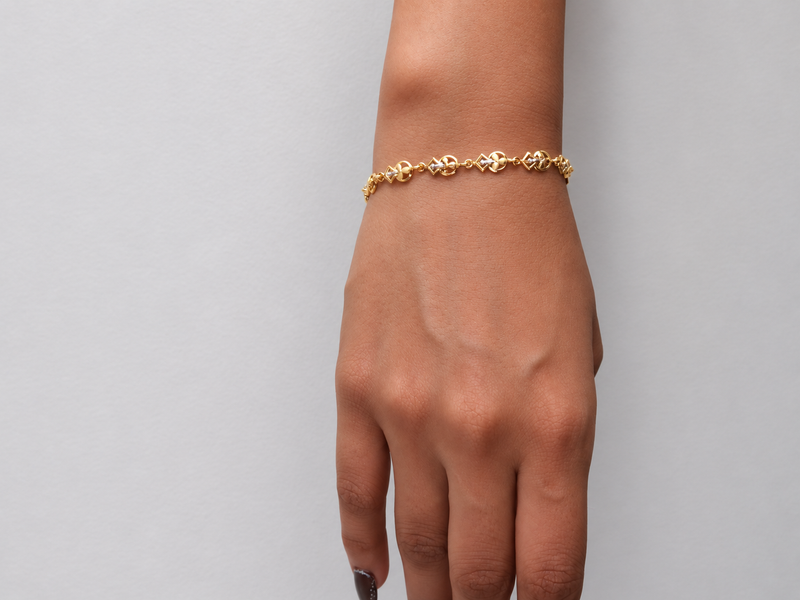 Two-Tone Golden Textured Link Bracelet – view 5