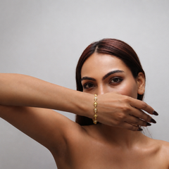 Golden Floral Disc Link Bracelet – view 2
