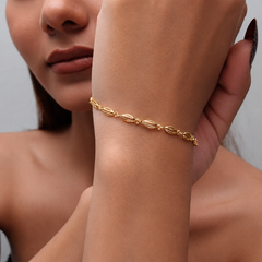 Golden Oval Bead Link Bracelet – view 3