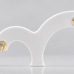 Two-Tone Golden Crescent CZ Studs