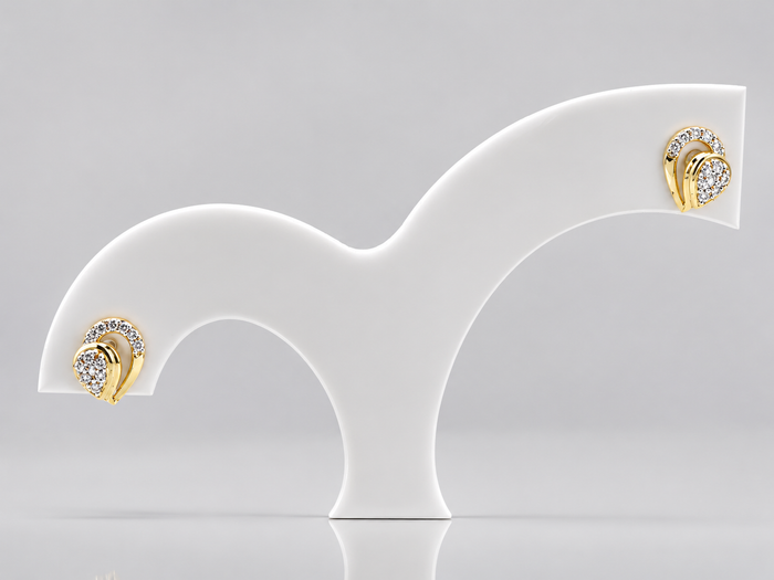 Two-Tone Golden Crescent CZ Studs