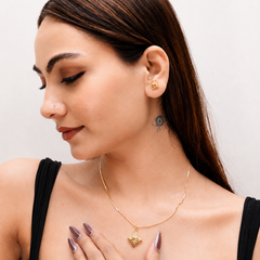 Golden Diamond Sunburst Pendant & Stud Set – view 4