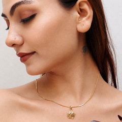 Golden Swastik Floral Frame Pendant – view 3