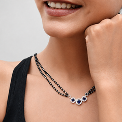 Silver Blue Stone Trio Mangalsutra