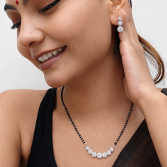 Silver Graduated CZ Line Mangalsutra Set