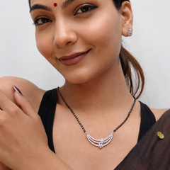 Silver CZ Angel Wing Mangalsutra