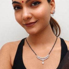 Silver CZ Arc & Drop Mangalsutra