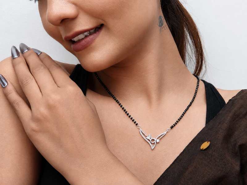 Silver CZ V-Loop Mangalsutra