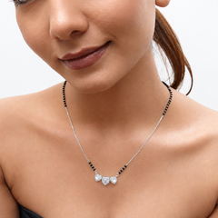 Silver CZ Double Heart Mangalsutra – view 2