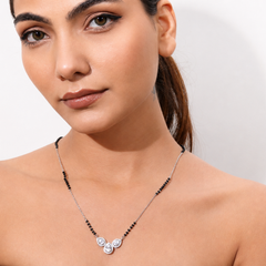 Silver Triple CZ Teardrop Mangalsutra – view 2