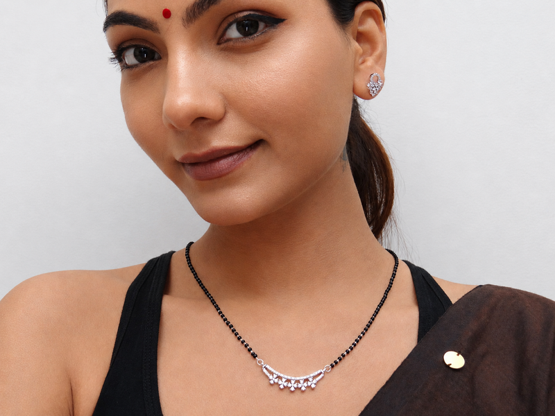 Silver CZ Chevron Arc Mangalsutra